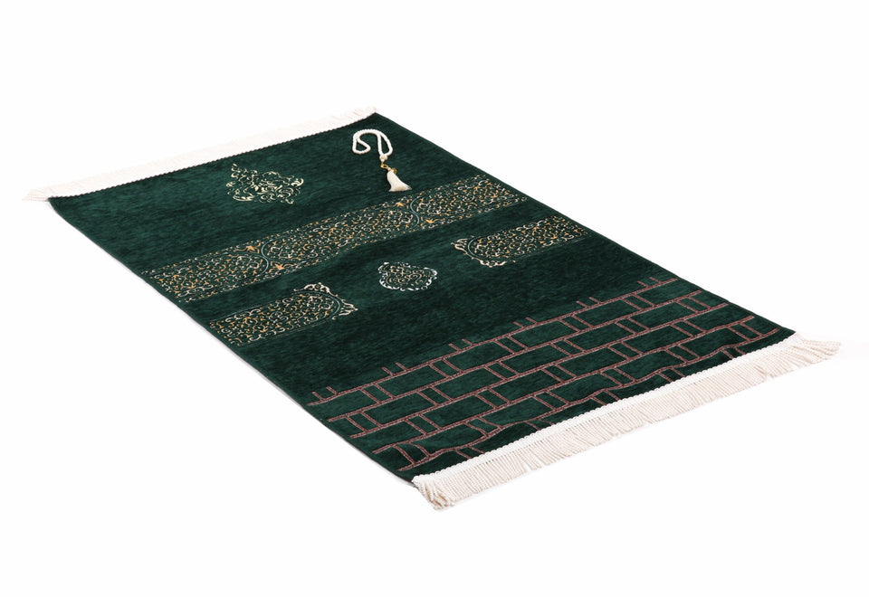 Green Kaaba Curtain Kiswah Sejadah, Prayer Mat, Prayer Rug, Muslim Gifts for Women, Personalized Gift, Eid Gifts, Islamic Home Decor - islamicbazaar