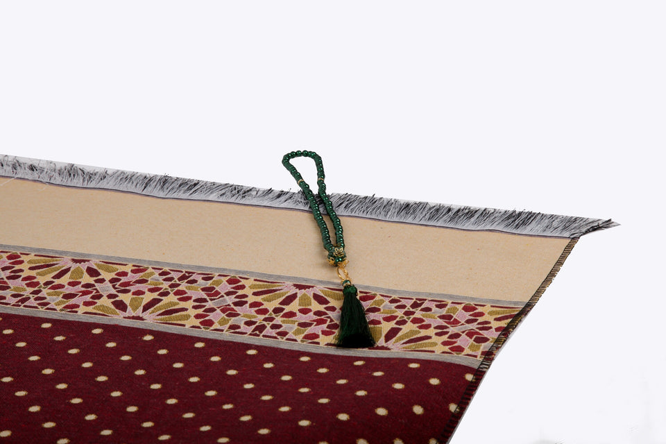 Red Polka Dot Prayer Mat, Musallah, Sajjada, Prayer Rug, Janamaz Islamic Prayer Rug, Portable Sejadah, Travel Prayer Rug, Salat Musallah