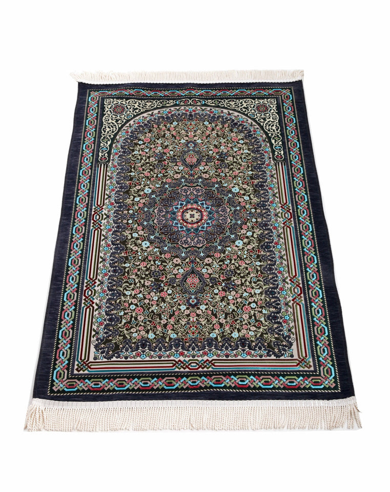 Gray Flower Bouquet Prayer Mat, Prayer Mat with Tasbeeh, Prayer Rug, Mat Namaz Salat, Sajadah Cantik , Islamic Gifts YSLM64