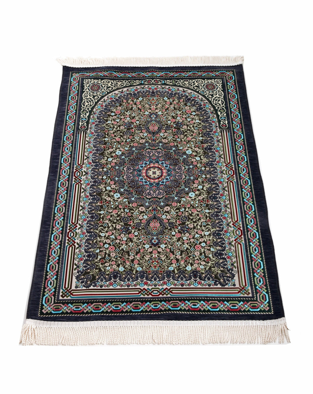 Gray Flower Bouquet Prayer Mat, Prayer Mat with Tasbeeh, Prayer Rug, Mat Namaz Salat, Sajadah Cantik , Islamic Gifts YSLM64