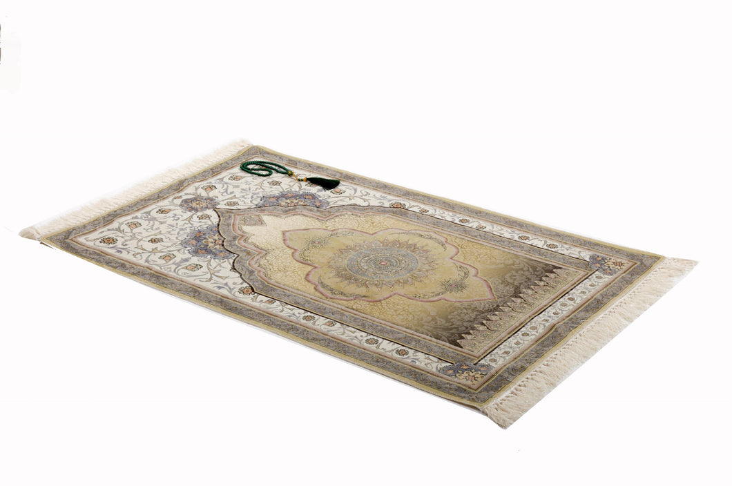 Cream Azraah Cotton Prayer Mat | Chenille Sajjada | Lux Musallah | Prayer Rug | Janamaz MVD74