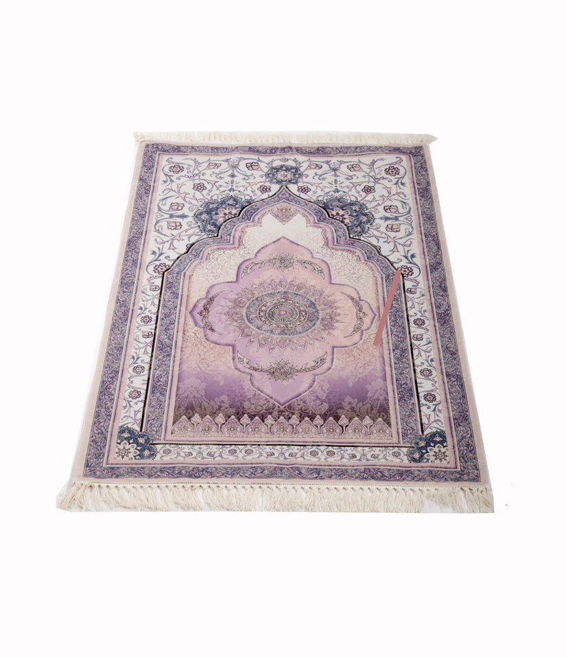 Lilac Azraah Cotton Prayer Mat | Chenille Sajjada | Lux Musallah | Prayer Rug | Janamaz MVD73