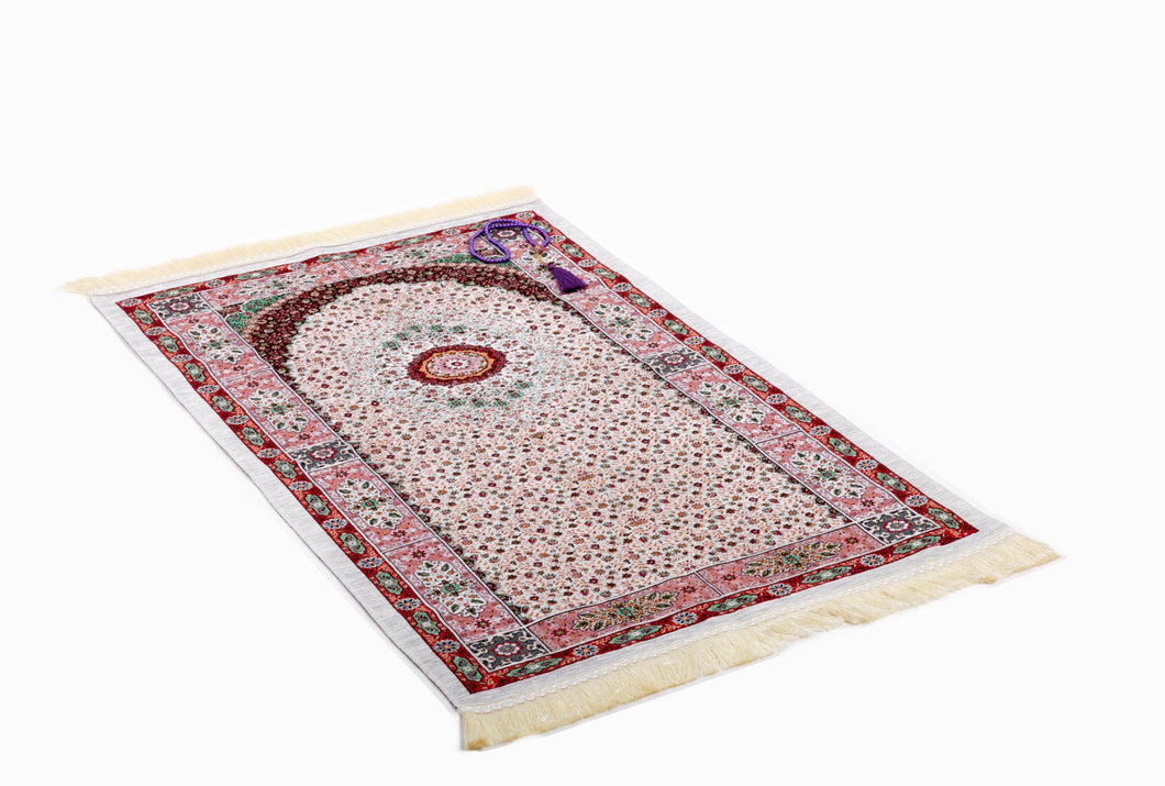 Ottoman Kilim Motif Prayer Mat, Prayer Mat with Tasbeeh, Prayer Rug, Muslim Janamaz, Sajjada, Turkish Rug, Islamic Gift YSLM27