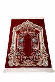 Red Golden Frame Prayer Mat, Prayer Mat with Tasbeeh, Prayer Rug, Muslim Janamaz, Sajadah Cantik , Islamic Gifts
