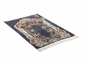 Blue Golden Frame Prayer Mat, Prayer Mat with Tasbeeh, Prayer Rug, Muslim Janamaz, Sajadah Cantik , Islamic Gifts