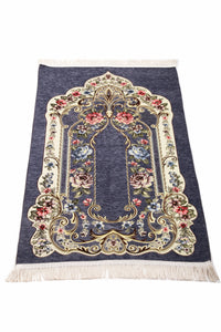 Blue Golden Frame Prayer Mat, Prayer Mat with Tasbeeh, Prayer Rug, Muslim Janamaz, Sajadah Cantik , Islamic Gifts