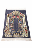 Blue Golden Frame Prayer Mat, Prayer Mat with Tasbeeh, Prayer Rug, Muslim Janamaz, Sajadah Cantik , Islamic Gifts