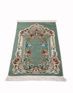 Green Golden Frame Prayer Mat, Prayer Mat with Tasbeeh, Prayer Rug, Muslim Janamaz, Sajadah Cantik , Islamic Gifts