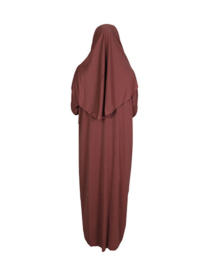 Cinnamon One Piece Women's Prayer Dress | Abaya | Burqa | Muslim Prayer Dress | Islamic Dress | Khimar Niqab | Jalabiya | Muslim Gifts