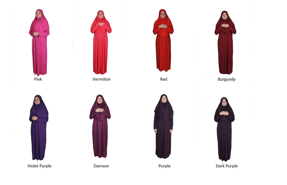 Burgundy One Piece Women's Prayer Dress | Abaya | Burqa | Muslim Prayer Dress | Islamic Dress | Khimar Niqab | Muslim Gift | Islamic Dress