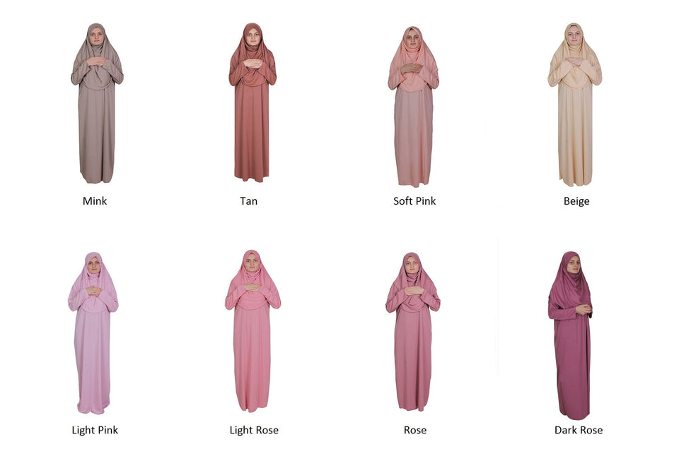 Vermilion One Piece Women's Prayer Dress | Abaya | Burqa | Muslim Prayer Dress | Islamic Dress | Khimar Niqab | Muslim Gift | Muslim Kids