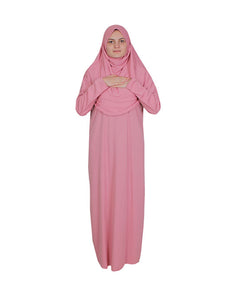 Light Rose One Piece Women's Prayer Dress | Abaya | Burqa | Muslim Prayer Dress | Islamic Dress | Khimar Niqab | Muslim Gifts | Janamaz