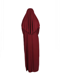 Burgundy One Piece Women's Prayer Dress | Abaya | Burqa | Muslim Prayer Dress | Islamic Dress | Khimar Niqab | Muslim Gift | Islamic Dress