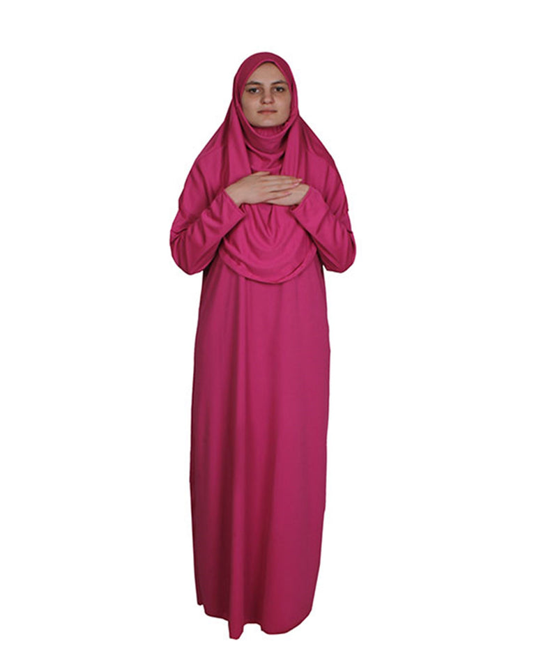 Pink One Piece Women's Prayer Dress | Abaya | Burqa | Muslim Prayer Dress | Islamic Dress | Khimar Niqab | Muslim Gift | Plus Size | Jilbab
