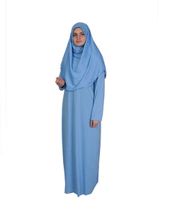 Sky Blue One Piece Women's Prayer Dress | Womens Abaya | Burqa | Muslim Prayer Dress | Khimar | Muslim Gift | Gifts for Her | Niqab | Jilbab