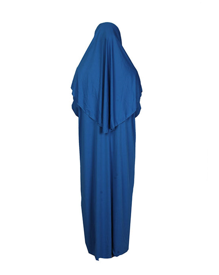 Blue One Piece Women's Prayer Dress | Womens Abaya | Burqa | Muslim Prayer Dress | Khimar Niqab | Jilbab | Gifts for Her | Muslim Kids Gift