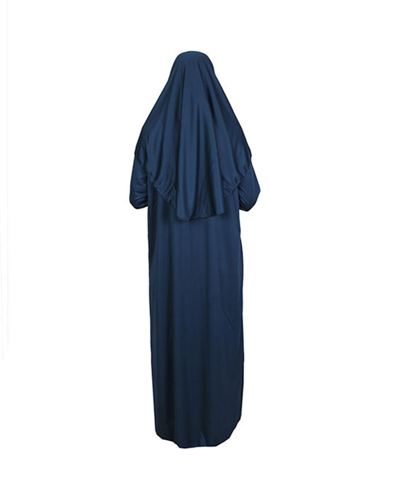 Dark Navy One Piece Womens Prayer Dress | Womens Abaya | Women Burqa | Muslim Prayer Dress | Khimar Niqab | Gifts for Her | Muslim Kids Gift