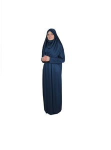 Dark Navy One Piece Womens Prayer Dress | Womens Abaya | Women Burqa | Muslim Prayer Dress | Khimar Niqab | Gifts for Her | Muslim Kids Gift