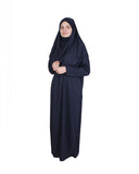 Navy Blue One Piece Women's Prayer Dress | Abaya | Burqa | Muslim Prayer Dress | Khimar Niqab Jilbab | Muslim Kids Gift | Gifts for Her |