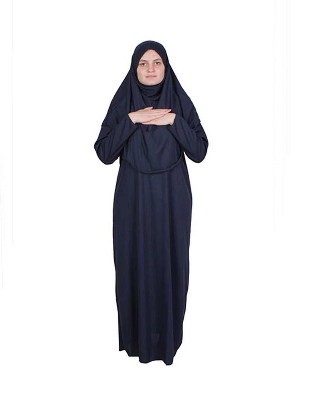 Navy Blue One Piece Women's Prayer Dress | Abaya | Burqa | Muslim Prayer Dress | Khimar Niqab Jilbab | Muslim Kids Gift | Gifts for Her |