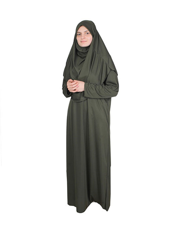Khaki One Piece Women's Prayer Dress | Abaya | Burqa | Muslim Prayer Dress | Khimar Niqab Jilbab | Muslim Kids Gift | Gifts for Her | Hijab