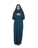 Petrol Blue One Piece Women's Prayer Dress | Abaya | Burqa | Muslim Prayer Dress | Khimar Niqab Jilbab | Muslim Kids Gift | Gifts for Her |
