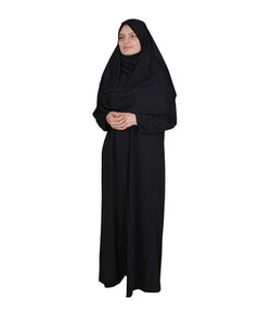 Black One Piece Women's Prayer Dress | Womens Abaya | Burqa | Muslim Prayer Dress | Khimar | Muslim Gift | Gifts for Her | Niqab | Jalabiya