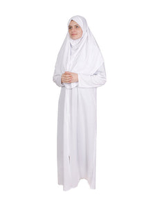 Off White Zippered One Piece Women's Prayer Dress | Womens Abaya |Burqa | Muslim Prayer Dress |Khimar Niqab | Muslim Gift | Jilbab |Jalabiya