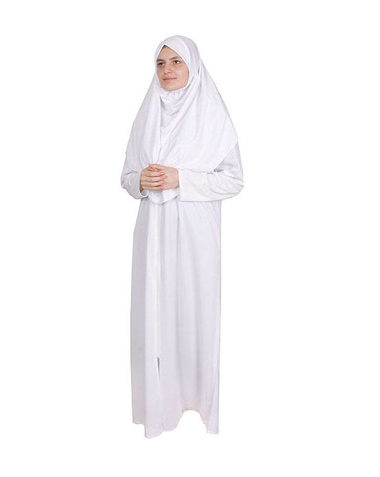 Off White Zippered One Piece Women's Prayer Dress | Womens Abaya |Burqa | Muslim Prayer Dress |Khimar Niqab | Muslim Gift | Jilbab |Jalabiya