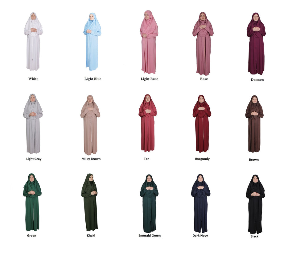Tan Zippered One Piece Women's Prayer Dress | Women Abaya | Burqa | Muslim Prayer Dress | Khimar Niqab | Islamic Gift | Jalabiya | Jilbab