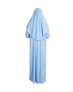 Baby Blue Zippered One Piece Women's Prayer Dress | Womens Abaya | Burqa | Muslim Prayer Dress | Khimar Niqab | Muslim Gift | Jalabiya