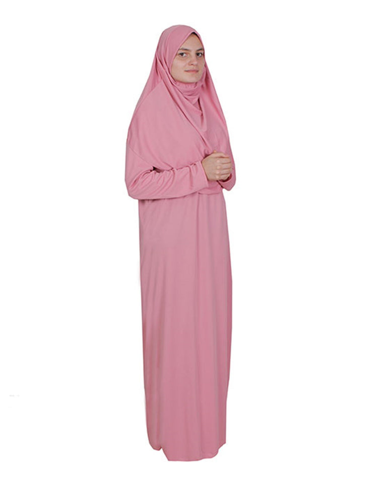Light Rose Zippered One Piece Women's Prayer Dress | Womens Abaya | Burqa | Muslim Prayer Dress | Khimar Niqab | Muslim Gift | Jalabiya