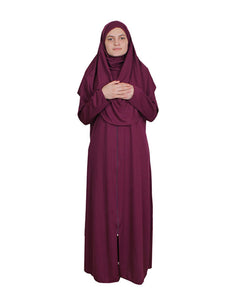 Damson Zippered One Piece Women's Prayer Dress | Women Abaya | Burqa | Muslim Prayer Dress | Khimar Niqab | Islamic Gift | Jalabiya | Jilbab