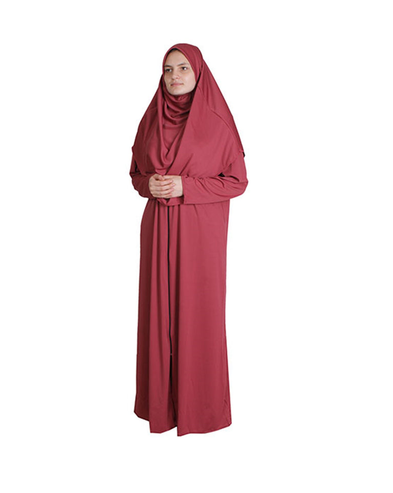 Tan Zippered One Piece Women's Prayer Dress | Women Abaya | Burqa | Muslim Prayer Dress | Khimar Niqab | Islamic Gift | Jalabiya | Jilbab