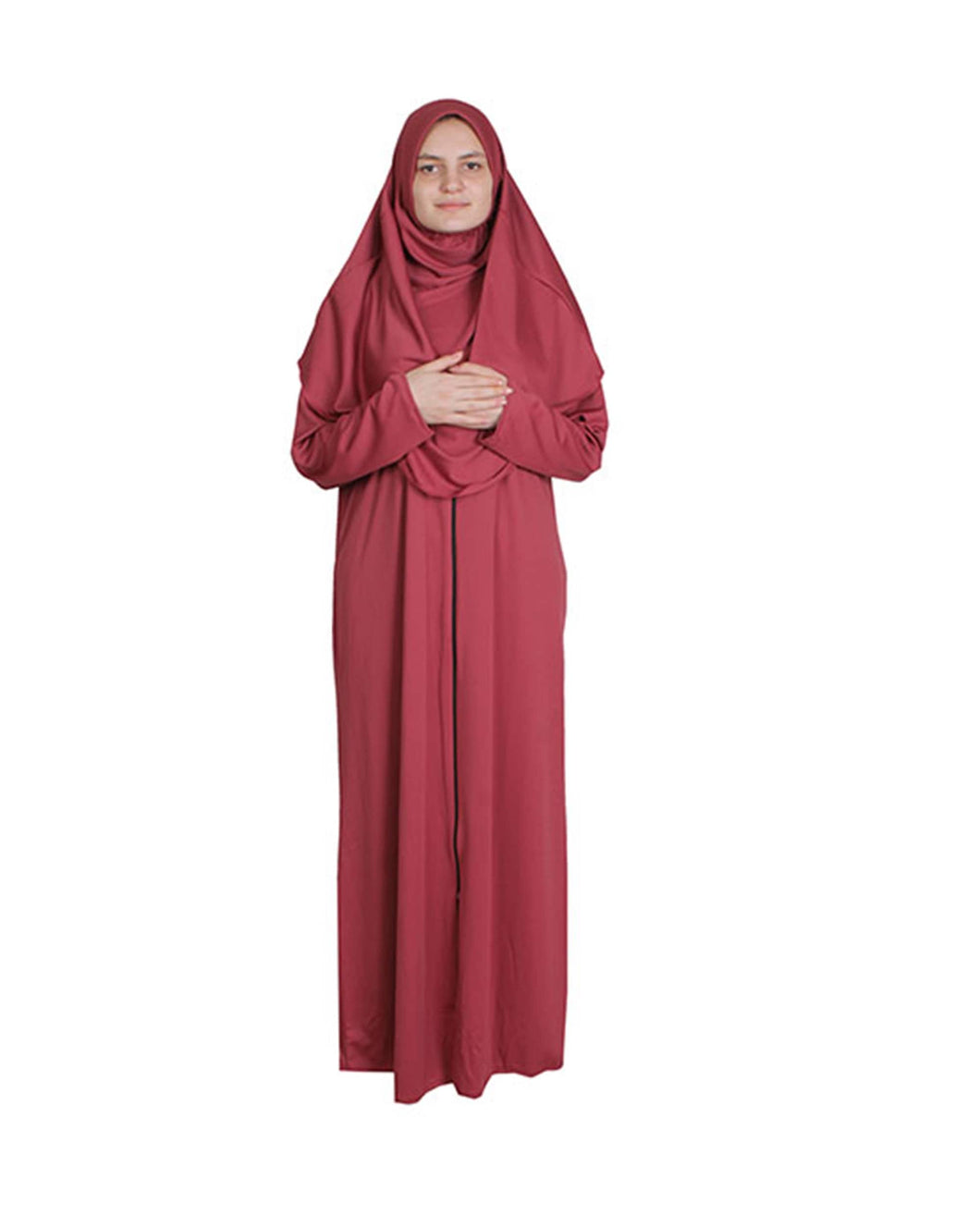 Tan Zippered One Piece Women's Prayer Dress | Women Abaya | Burqa | Muslim Prayer Dress | Khimar Niqab | Islamic Gift | Jalabiya | Jilbab