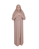 Milky Brown Zippered One Piece Women's Prayer Dress | Women Abaya | Burqa | Muslim Prayer Dress | Khimar Niqab | Islamic Gift | Janamaz