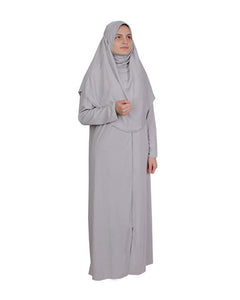 Light Gray Zippered One Piece Women's Prayer Dress | Women Abaya | Burqa | Islamic Prayer Dress | Khimar Niqab | Islamic Gifts | Jainamaz