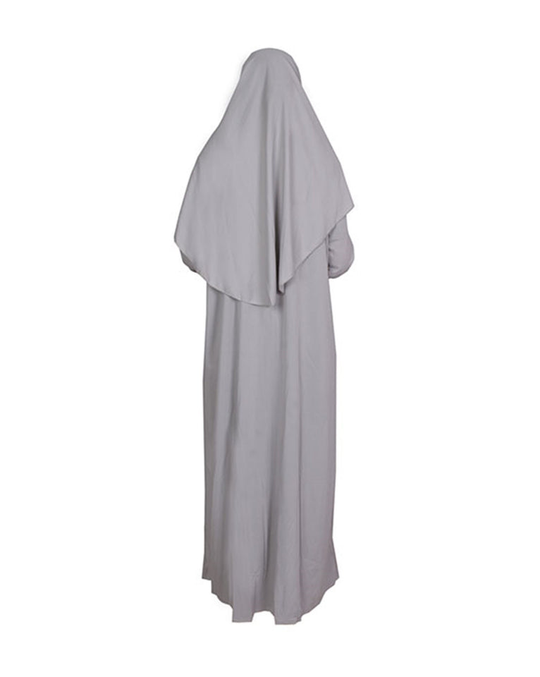 Light Gray Zippered One Piece Women's Prayer Dress | Women Abaya | Burqa | Islamic Prayer Dress | Khimar Niqab | Islamic Gifts | Jainamaz