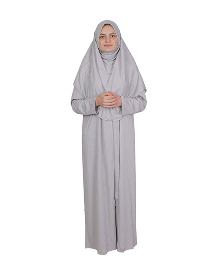 Light Gray Zippered One Piece Women's Prayer Dress | Women Abaya | Burqa | Islamic Prayer Dress | Khimar Niqab | Islamic Gifts | Jainamaz