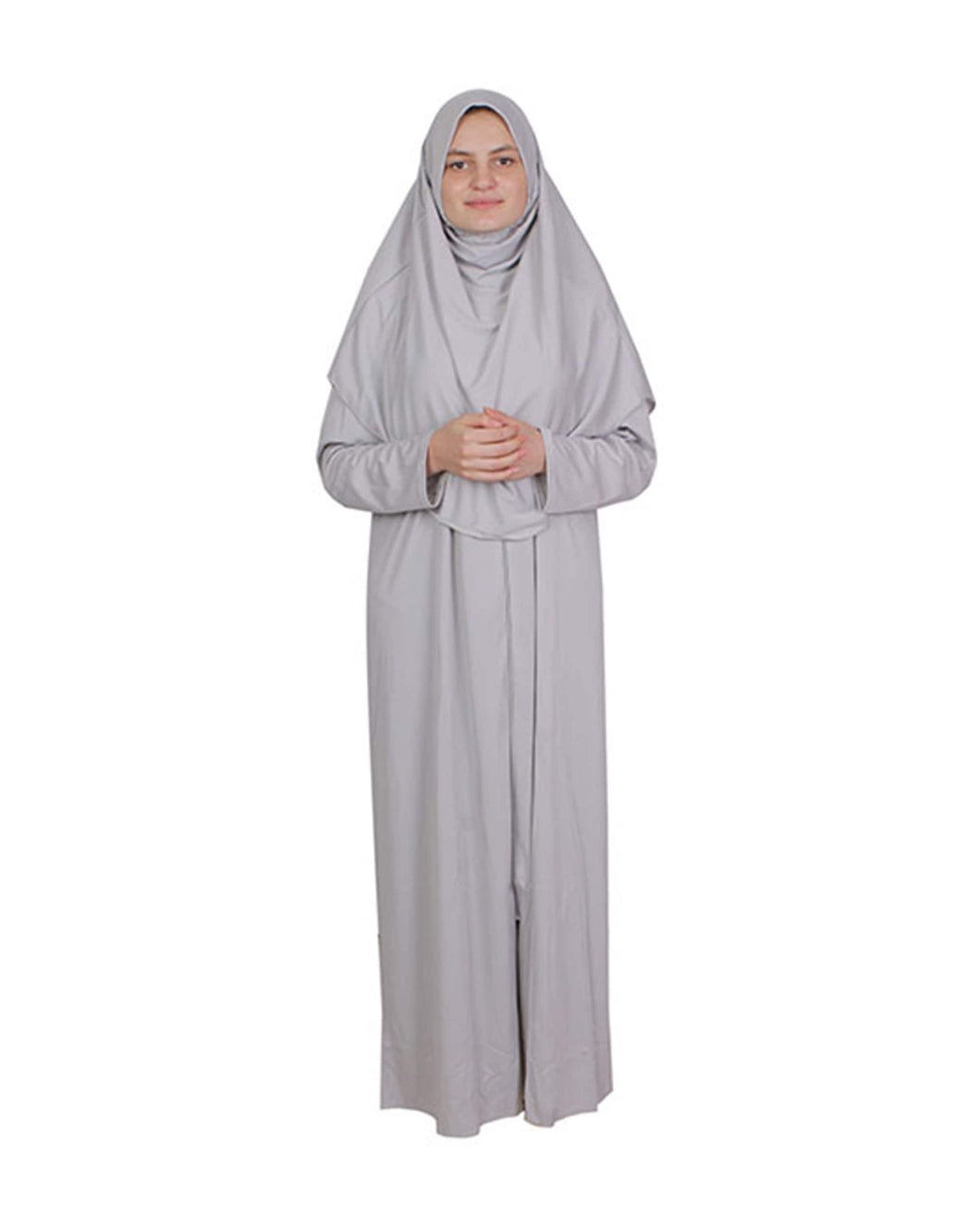 Light Gray Zippered One Piece Women's Prayer Dress | Women Abaya | Burqa | Islamic Prayer Dress | Khimar Niqab | Islamic Gifts | Jainamaz