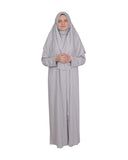 Light Gray Zippered One Piece Women's Prayer Dress | Women Abaya | Burqa | Islamic Prayer Dress | Khimar Niqab | Islamic Gifts | Jainamaz