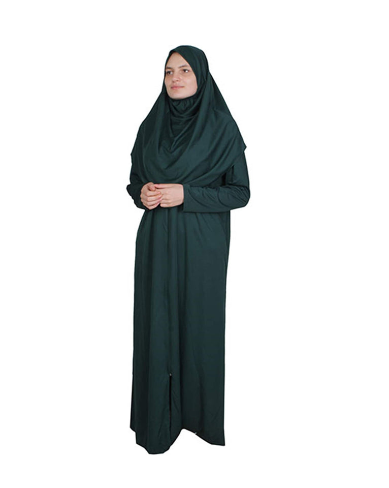 Emerald Green Zippered One Piece Women's Prayer Dress | Women Abaya | Burqa | Islamic Prayer Dress | Khimar Niqab | Islamic Gifts | Jainamaz