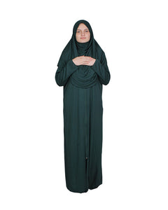 Emerald Green Zippered One Piece Women's Prayer Dress | Women Abaya | Burqa | Islamic Prayer Dress | Khimar Niqab | Islamic Gifts | Jainamaz