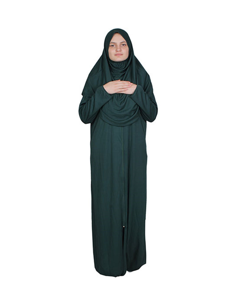 Emerald Green Zippered One Piece Women's Prayer Dress | Women Abaya | Burqa | Islamic Prayer Dress | Khimar Niqab | Islamic Gifts | Jainamaz