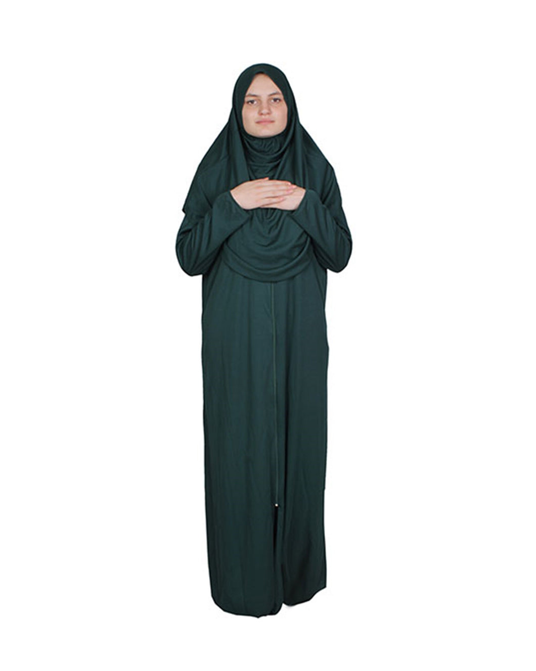 Emerald Green Zippered One Piece Women's Prayer Dress | Women Abaya | Burqa | Islamic Prayer Dress | Khimar Niqab | Islamic Gifts | Jainamaz