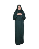 Emerald Green Zippered One Piece Women's Prayer Dress | Women Abaya | Burqa | Islamic Prayer Dress | Khimar Niqab | Islamic Gifts | Jainamaz