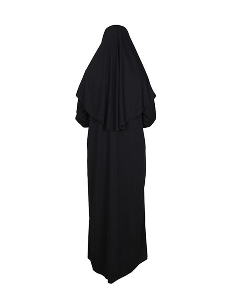 Black Zippered One Piece Women's Prayer Dress | Long Abaya | Burqa | Islamic Prayer Dress | Khimar Niqab | Muslimah Gifts | Jainamaz | Salah