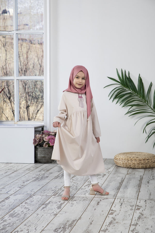 Moon Girl Dress Kids Abaya | Muslim Kids | Kid Khimar | Kid Jilbab | Kid Jalabiya | Islamic Kid Dress | Dress for Girls | Prayer Dress