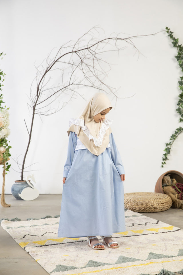 Cloud Girl Dress Kids Abaya | Muslim Kids | Kid Khimar | Kid Jilbab | Kid Jalabiya | Islamic Dress | Dress for Girls | Prayer Dress | Burqa