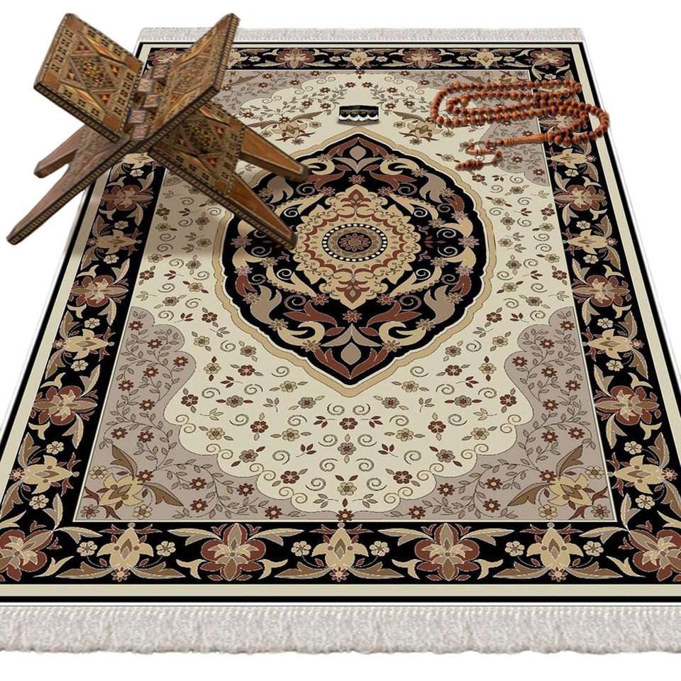 Kaaba mekani podstavljeni molitveni tepih | Pamučni sloj Janamaz | Protuklizni podmetač od bambusovog pamuka za molitvu | Islamski pokloni